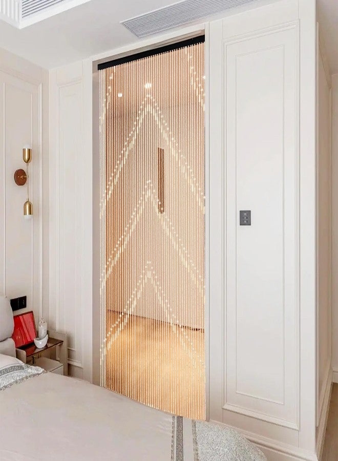 Foreate Beaded Curtain for Doorways Handmade Bamboo Wood Door Beads Boho Hanging Room Divider Hallway Window Hippie Curtains Rustic Home Decor 35.5" x 75" Beige - Image 3